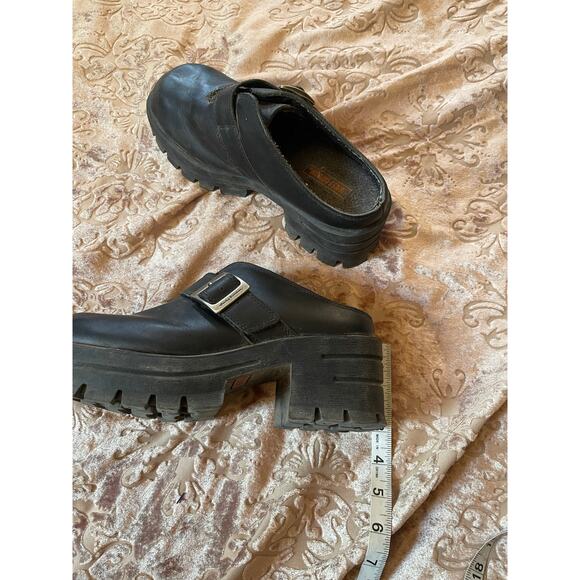 Y2k Harley Davidson chunky black‎ leather mule heels size 8.5 - Picture 7 of 8